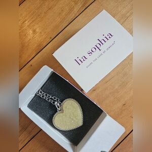 Lia Sophia Cream Heart Pendant Necklace with Silver Chain